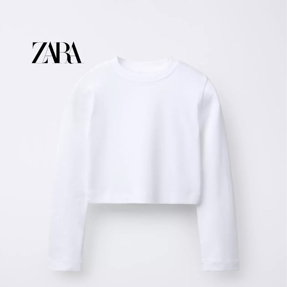 ‼️SALE 2 for $20‼️ Zara Cream Long Sleeve Crop Top